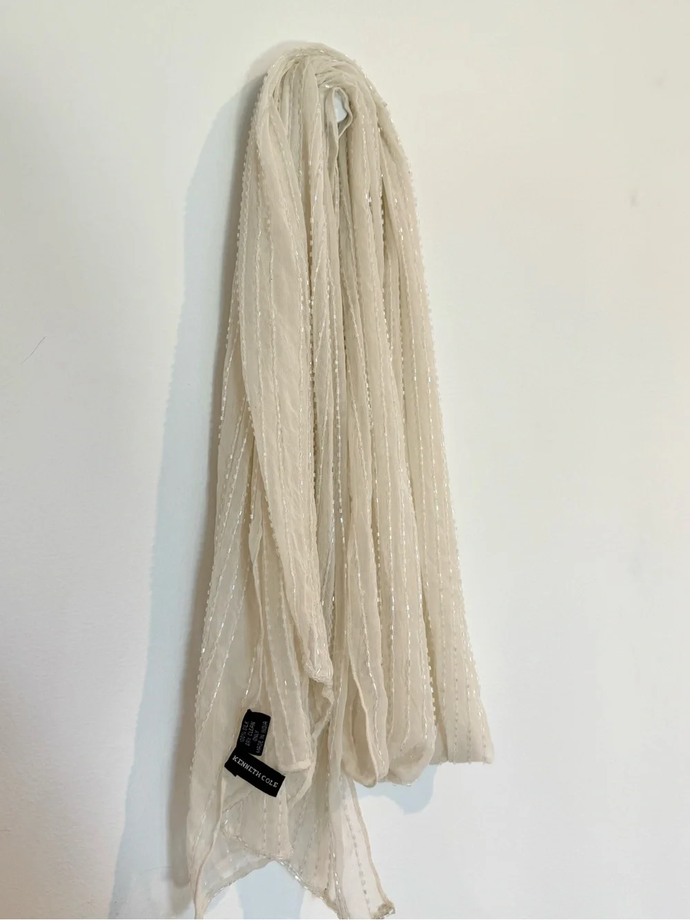 Kenneth Cole Beaded 100% Silk Scarf/Wrap